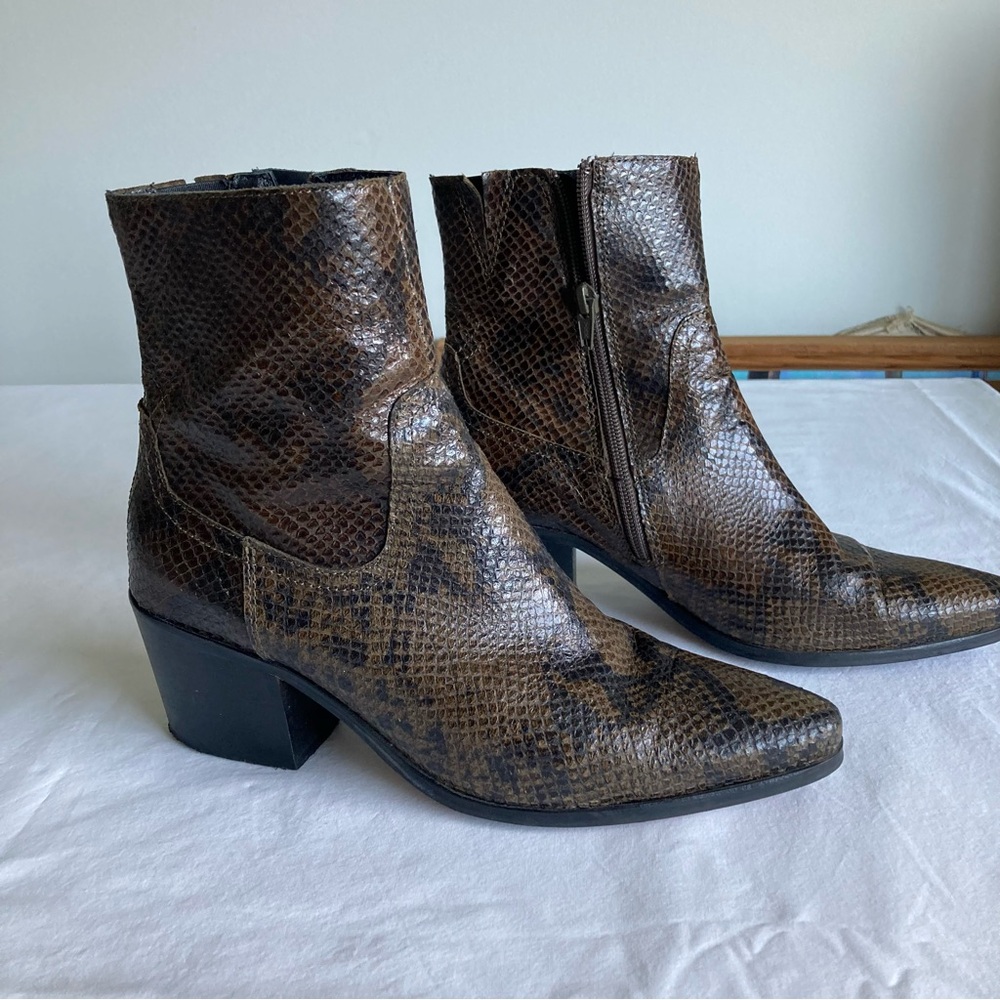 Shoe The Bear Georgia Snake Print Leather Ankle Boot Size 39